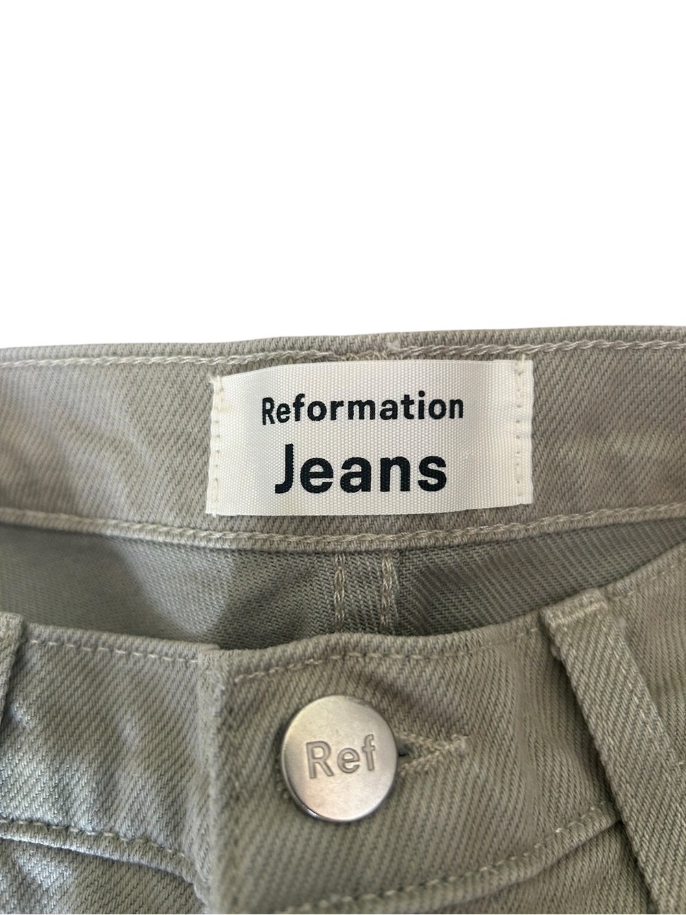 Reformation Ryan Tonal Patch Straight Sage Jeans Size 28 - Picture 5 of 8